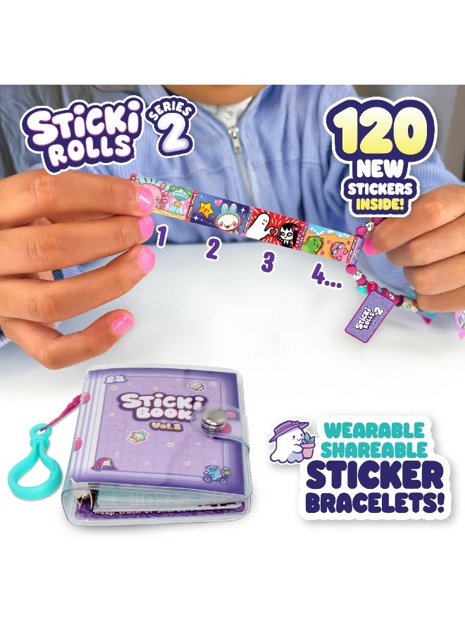 Sky Castle Sticki Rolls Series 2 Sticki Book & Bracelet Making Kit - 120 Stickers, 12 Rolls (7 Mystery), 100 Activity Pages - Ultimate DIY Collector Set (SR201) - Image 2