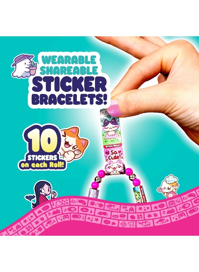 Sky Castle Sticki Rolls Series 2 Sticki Book & Bracelet Making Kit - 120 Stickers, 12 Rolls (7 Mystery), 100 Activity Pages - Ultimate DIY Collector Set (SR201) - Image 3