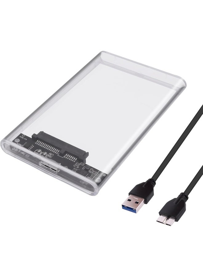 DUNISO 2.5 Inch SATA External Hard Drive Enclosure USB 3.0 to SATA III Tool-Free Transparent SSD Case with USB 3.0 Hard Drive Data Cable for 7mm 9.5mm SSD Hard Drives  - Image 1