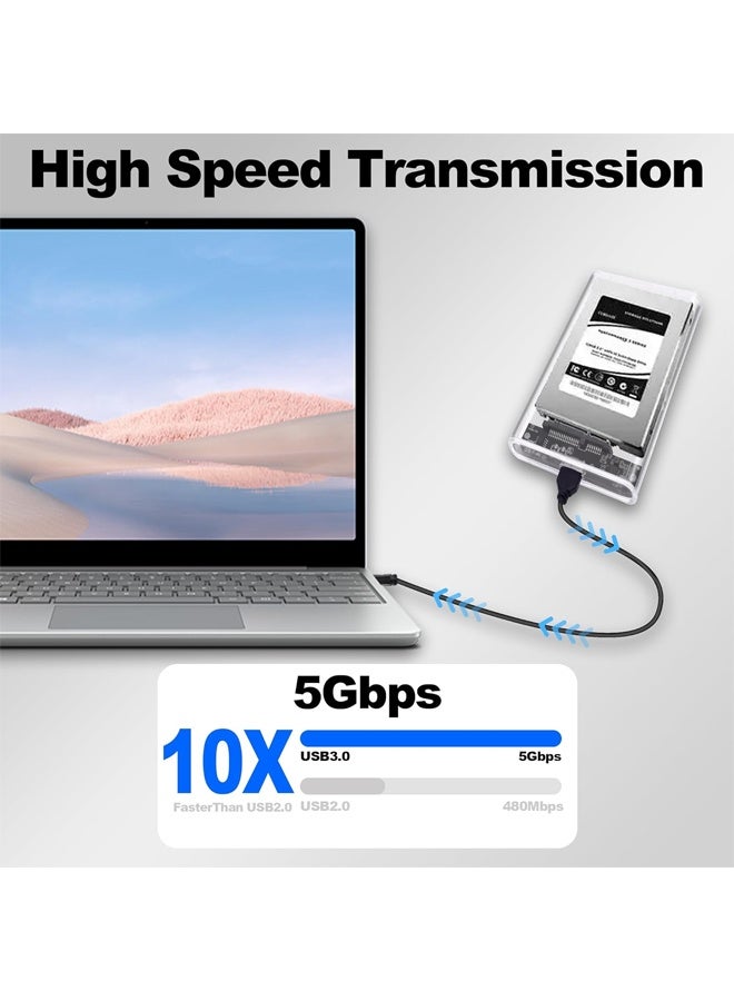DUNISO 2.5 Inch SATA External Hard Drive Enclosure USB 3.0 to SATA III Tool-Free Transparent SSD Case with USB 3.0 Hard Drive Data Cable for 7mm 9.5mm SSD Hard Drives  - Image 3