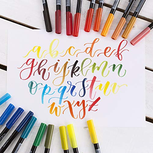 Lyra Aqua Brush Duo Brush Markers - Set of 12 Water-Based Brush Pens for Artists of All Ages - Dual Tip Markers for Fine Details and Wide Strokes - Durable Coloring Markers for Blending Effects - Image 4