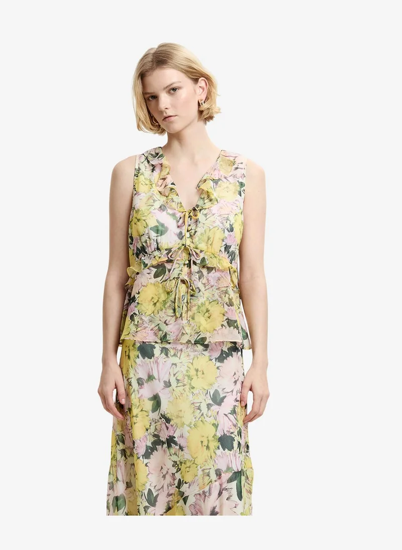 Women's Carla Chiffon Floral Sleeveless Tie Up Top