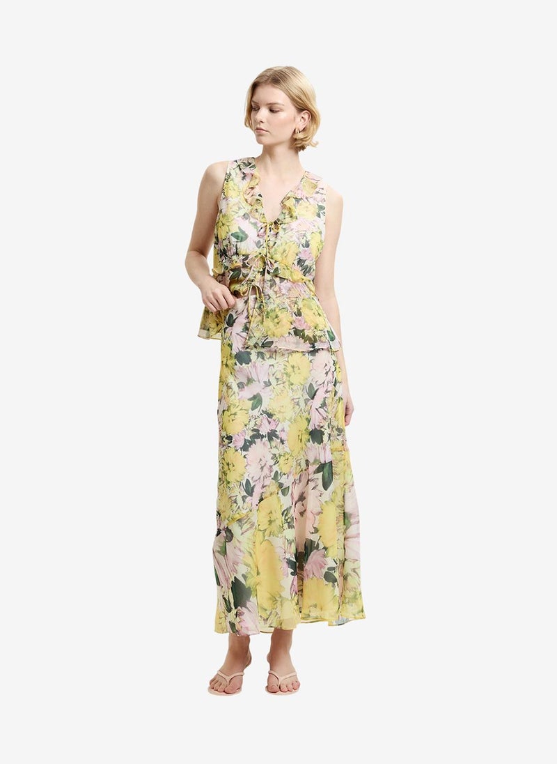 French Connection Women's Carla Chiffon Floral Sleeveless Tie Up Top - Image 2