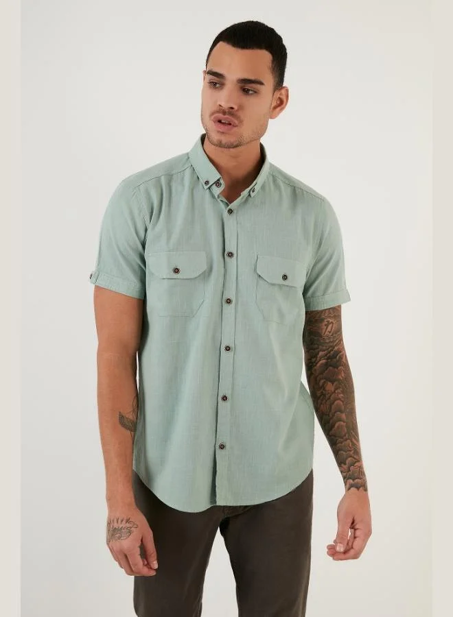 Buratti Button-down Collar Cotton Slim Fit Pocket Shirt Men's SHIRT CF21S111153