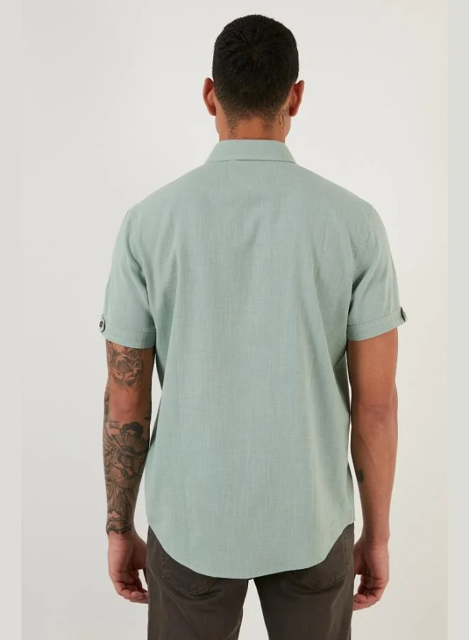 Buratti  Buratti Button-down Collar Cotton Slim Fit Pocket Shirt Men's SHIRT CF21S111153 for Men | Best Price UAE