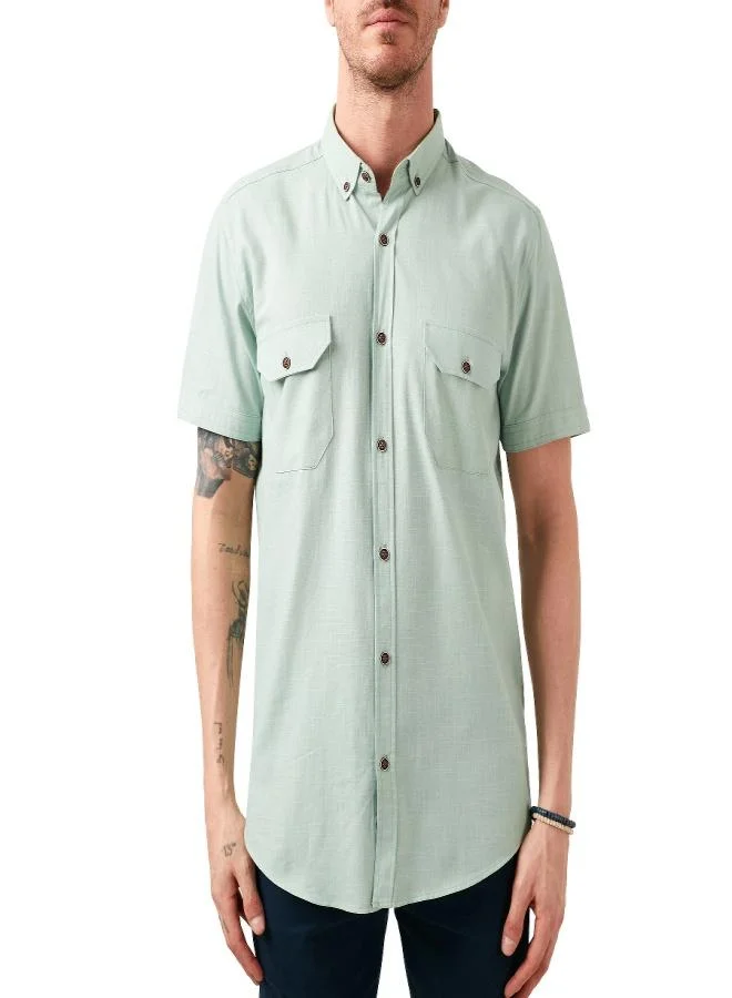 Buratti  Buratti Button-down Collar Cotton Slim Fit Pocket Shirt Men's SHIRT CF21S111153 for Men | Best Price UAE