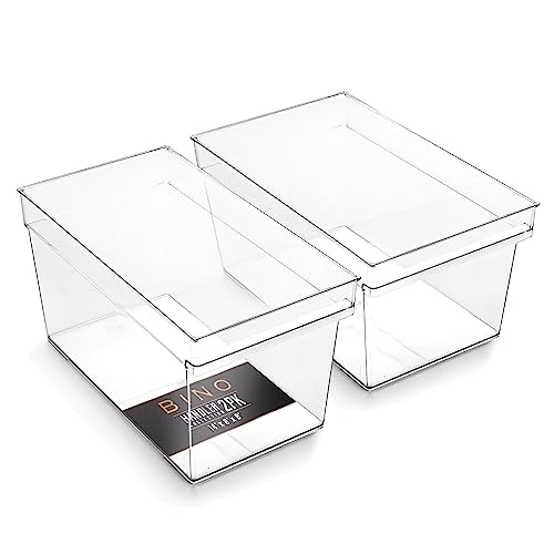 BINO | Plastic Storage Bins, Large - Deep | THE HANDLER COLLECTION | Multipurpose Organizer Bins | Kitchen Pantry Organizers and Storage | Clear Containers for Organizing Home | Freezer Organizer - Image 1