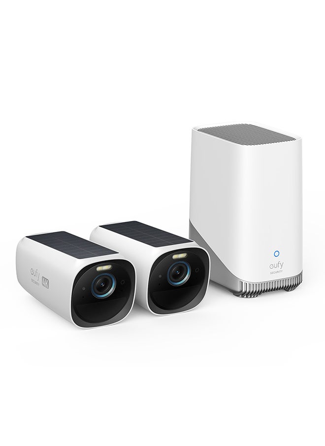 eufy Security eufyCam 3 4-Cam Kit, Security Camera Outdoor Wireless, 4K Camera with Integrated Solar Panel, Forever Power, Face Recognition AI, Expandable Local Storage, Spotlight, No Monthly Fee  - Image 1