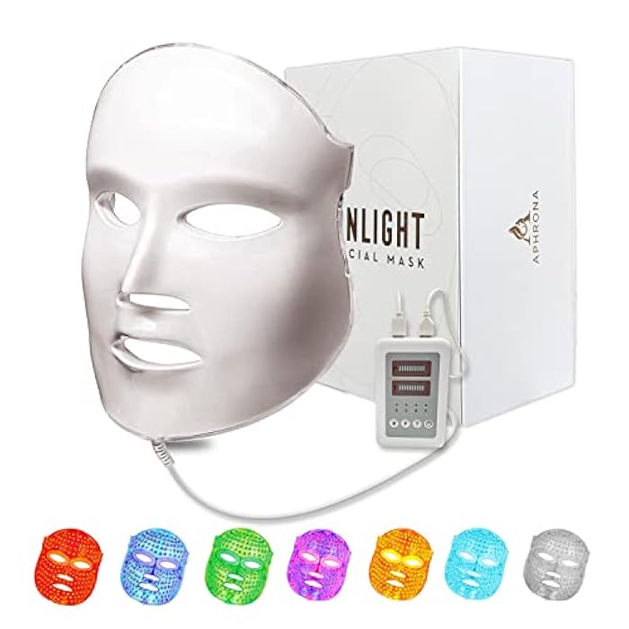 Aphrona FDA cleared LED Facial Skin Care Mask MOONLIGHT PRO 7 Color Treatment Photon Mask (White) - Image 1