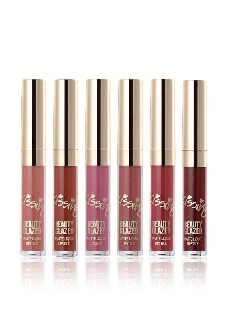 BEAUTY PLUS أحمر شفاه سائل غير لامع 6 قطع - Image 1