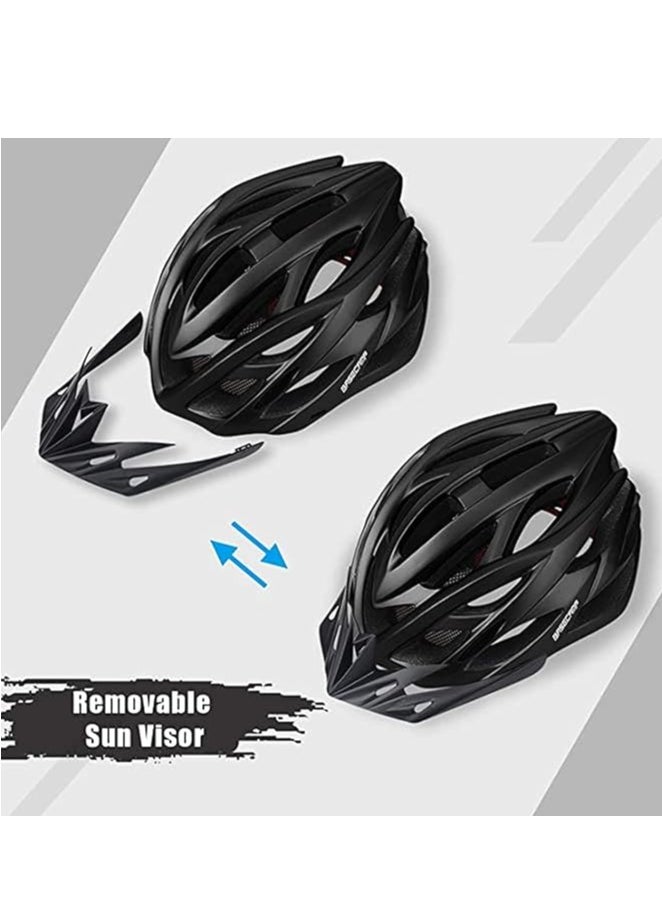 DUNISO Bicycle helmet, portable multifunctional protective helmet with warning lights and detachable sun visor, suitable for male and female cycling, skateboarding, black  - Image 4