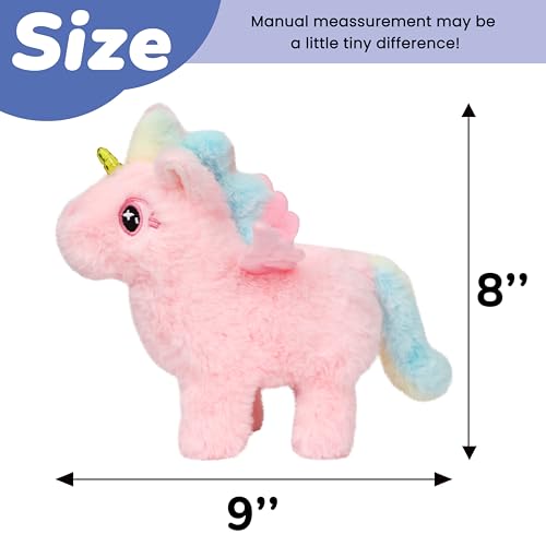 Hopearl Walking Unicorn with Glowing Horn Interactive Electronic Pet Plush Unicorn Toy with Sounds and Movements Animated Gift for Toddlers Birthday Pink 7 - Image 5