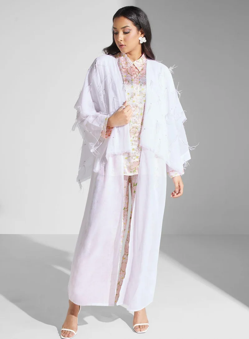 SINOIR  Feather Detail Abaya for Women | Best Price UAE