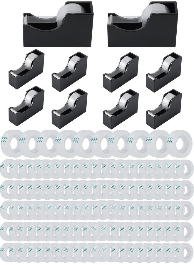Lichamp Bulk Tape Dispenser with Refill Rolls, 120pc Clear Tape Rolls with 10pc Desk Dispenser for Office and School, 3/4 x 1000 Inches - Image 1