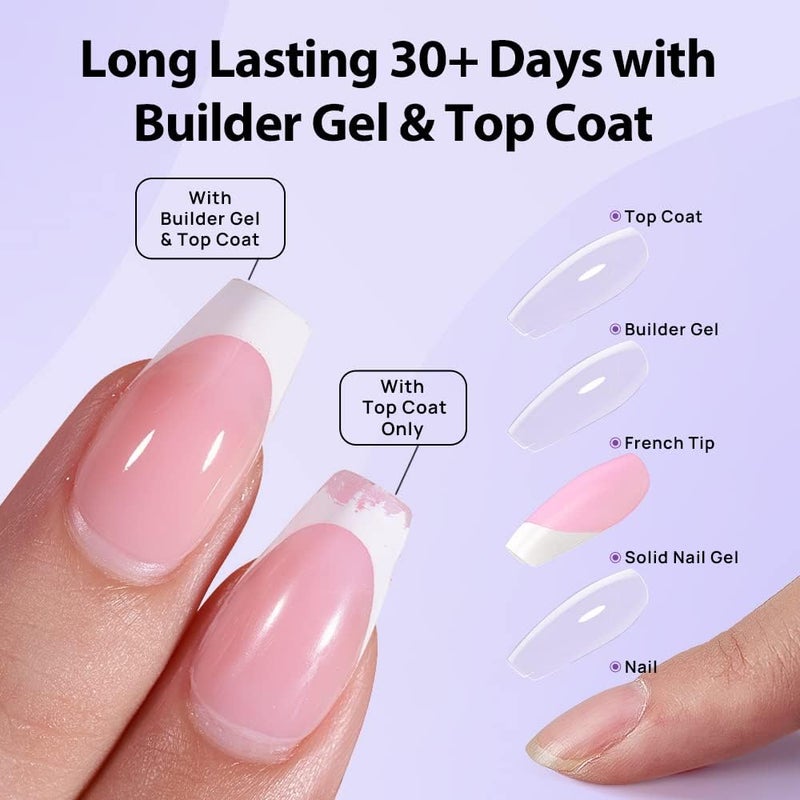 BTArtboxnails Nail Tips Builder Gel - Long Lasting 15ml Builder Gel with Portable Nail Lamp for French XCOATTIPS, 30+Days French Protection Duo Nail Extension Tool for Nail Art - Image 4