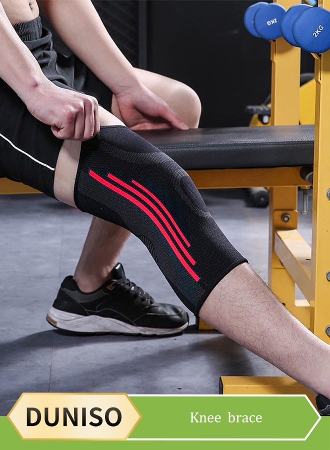 DUNISO دعامة للركبة مضادة للانزلاق مرنة وقابلة للتنفس وسادة ركبة مرنة دعامة للركبة محبوكة لدعم ضغط الأكمام للياقة البدنية والجري ورفع الأثقال - Image 1
