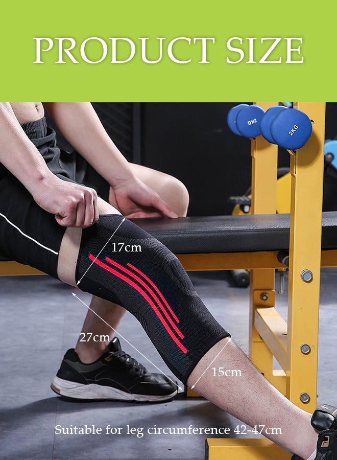 DUNISO دعامة للركبة مضادة للانزلاق مرنة وقابلة للتنفس وسادة ركبة مرنة دعامة للركبة محبوكة لدعم ضغط الأكمام للياقة البدنية والجري ورفع الأثقال - Image 3