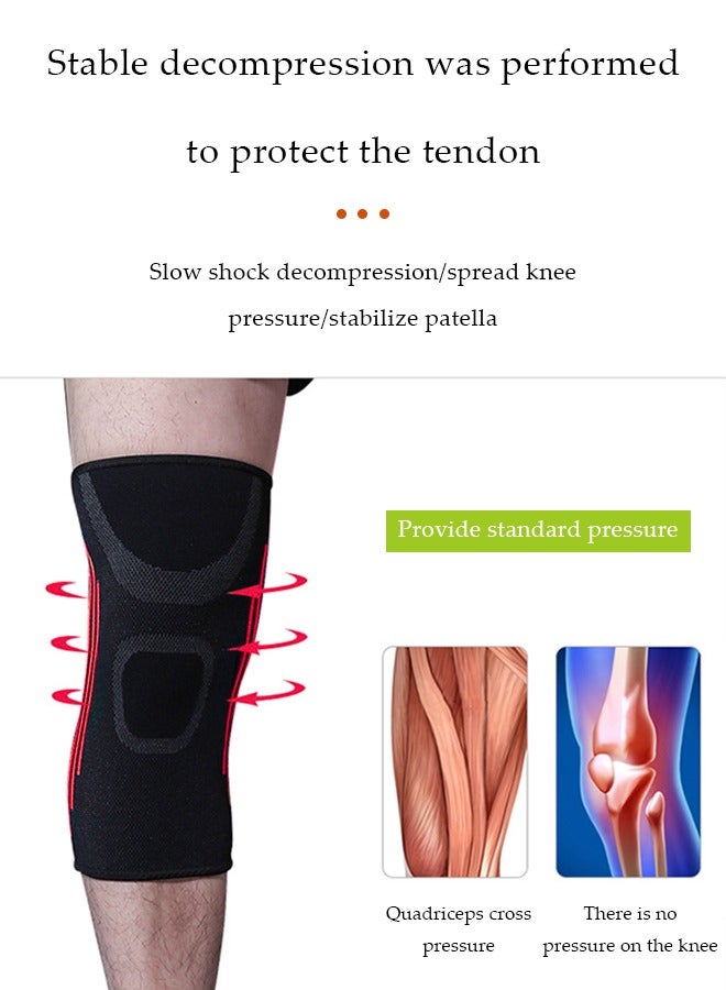 DUNISO دعامة للركبة مضادة للانزلاق مرنة وقابلة للتنفس وسادة ركبة مرنة دعامة للركبة محبوكة لدعم ضغط الأكمام للياقة البدنية والجري ورفع الأثقال - Image 4