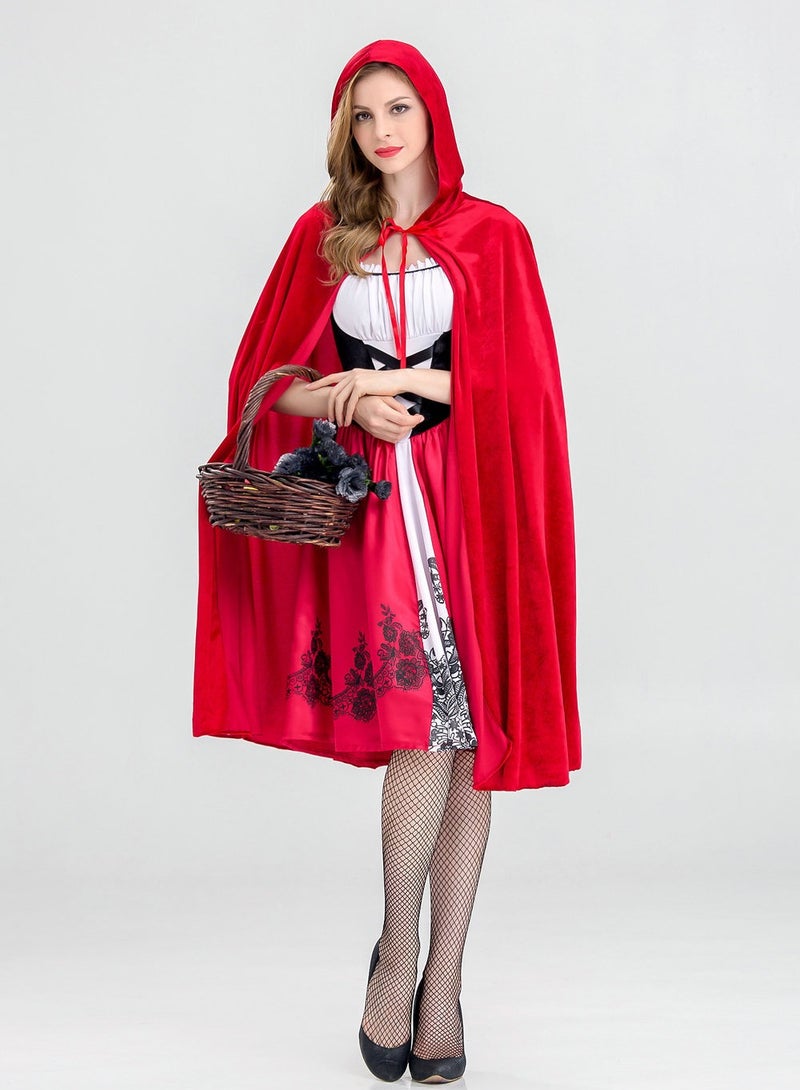 Adult Party Costume Cosplay Fairy Princess Dress Cape Dress Set Costume Drama Costume Red - Image 1