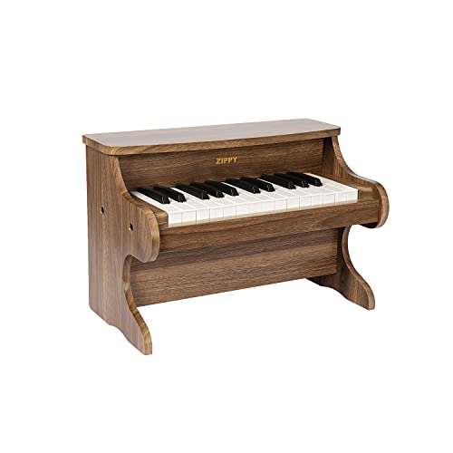 ZIPPY Kids Piano Keyboard 25 Keys Digital Piano for Kids Mini Music Educational Instrument Toy Wood Toy for Toddlers Girls Boys Walnut - Image 1