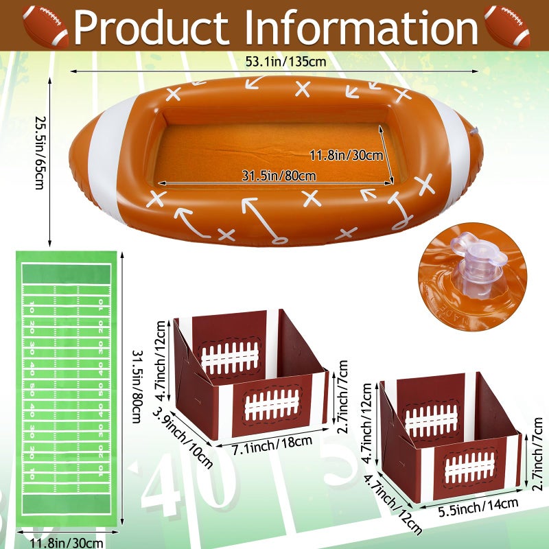 FoldTier Football Party Supplies 53.1 x 25.5 Inch Large Football Inflatable Snack Bowl with 10 Paper Serving Food Trays Tailgate Stadium Bowl for Birthday Party Decoration Family BBQ Picnic and Sports - Image 2