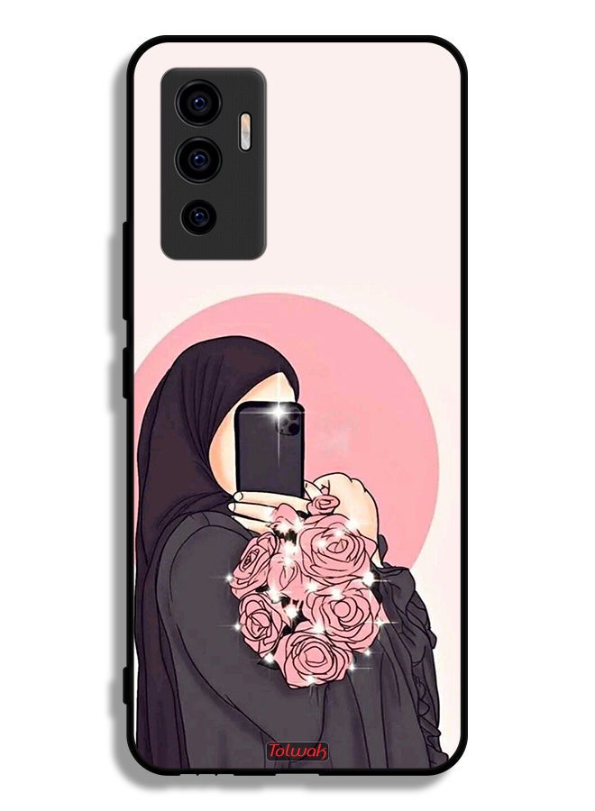 Tolwak Vivo S10e 5G Protective Case Cover Making Selfies While Holding Flowers Art - Image 2