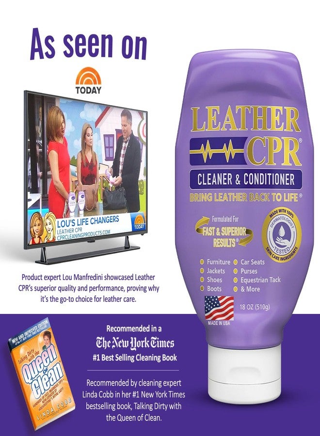 Leather CPR منظف ومكيف جلد 18 أونصة - ينظف، يكيف، يستعيد ويحمي الأثاث الجلدي، الحقائب، مقاعد السيارات، الداخلية، السترات، الأحذية، الحقائب، الأحذية، الأرائك، السروج، المعدات والمزيد - Image 3