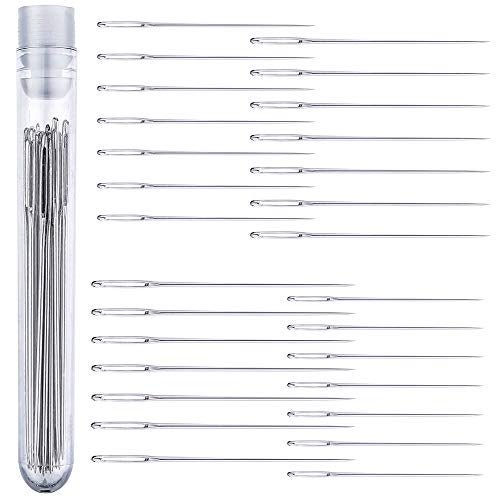 ZP Crafts Big Eye Embroidery Needles for Hand Sewing - Four Sizes Set of 28 Large Eye Sewing Needles in Storage Tube - Image 1