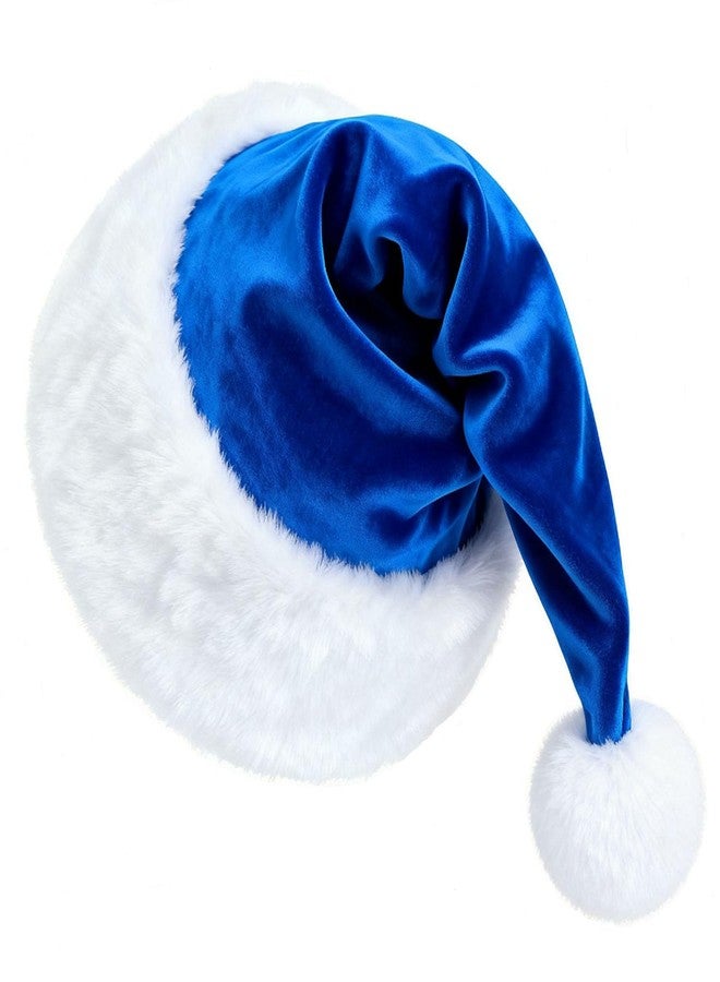 LKQBBSZ Santa Hat, Soft Plush Christmas Hat for Women Men Adults, Suit for New Year Festival Party (Blue) - Image 4