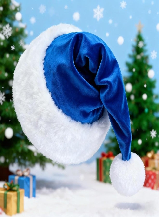 LKQBBSZ Santa Hat, Soft Plush Christmas Hat for Women Men Adults, Suit for New Year Festival Party (Blue) - Image 5