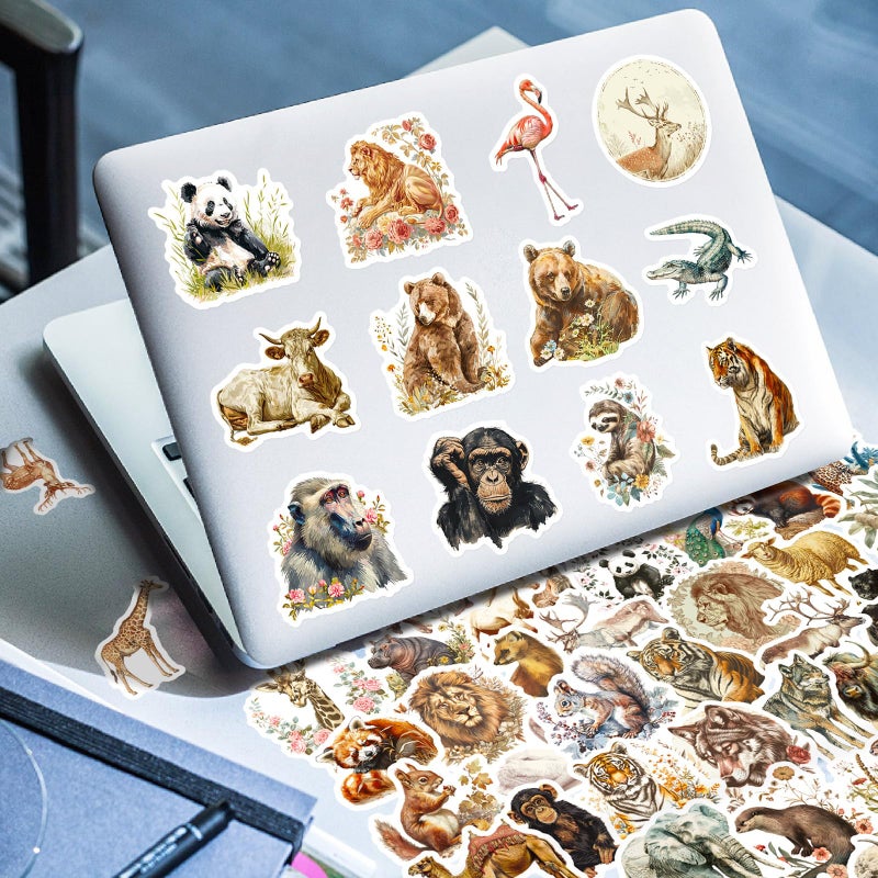 PIGBIT 50-Piece Vintage Watercolor Wildlife Animal Stickers â€“ Waterproof Vinyl Retro Aesthetic Realistic Woodland Animal Sticker for Scrapbook, Laptops, Scrapbooks, Journals - Image 4