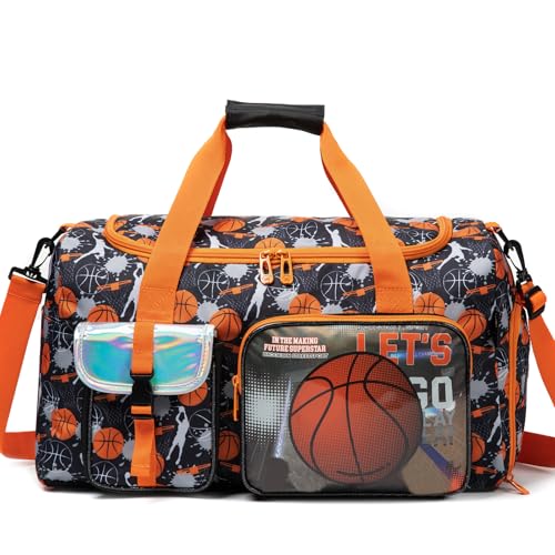 Oruiji Kids Duffle Bag Boys Overnight Bag for Kids Weekender Travel Bags for Boys Sports Gym Basketball Tennis Bags with Shoe Compartment - Image 1