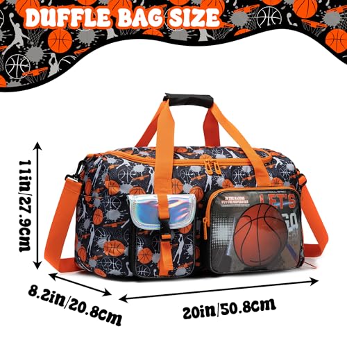 Oruiji Kids Duffle Bag Boys Overnight Bag for Kids Weekender Travel Bags for Boys Sports Gym Basketball Tennis Bags with Shoe Compartment - Image 3