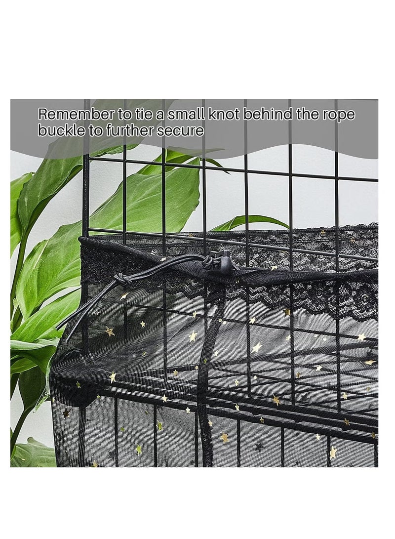 OMEVE Large Bird Cage Cover Birdcage Nylon Mesh Net Cover Seed Feather Catcher Twinkle Star Universal Birdcage Cover Bird Seed Guard Skirt for Parakeet Macaw African Round Square Cage - Image 5