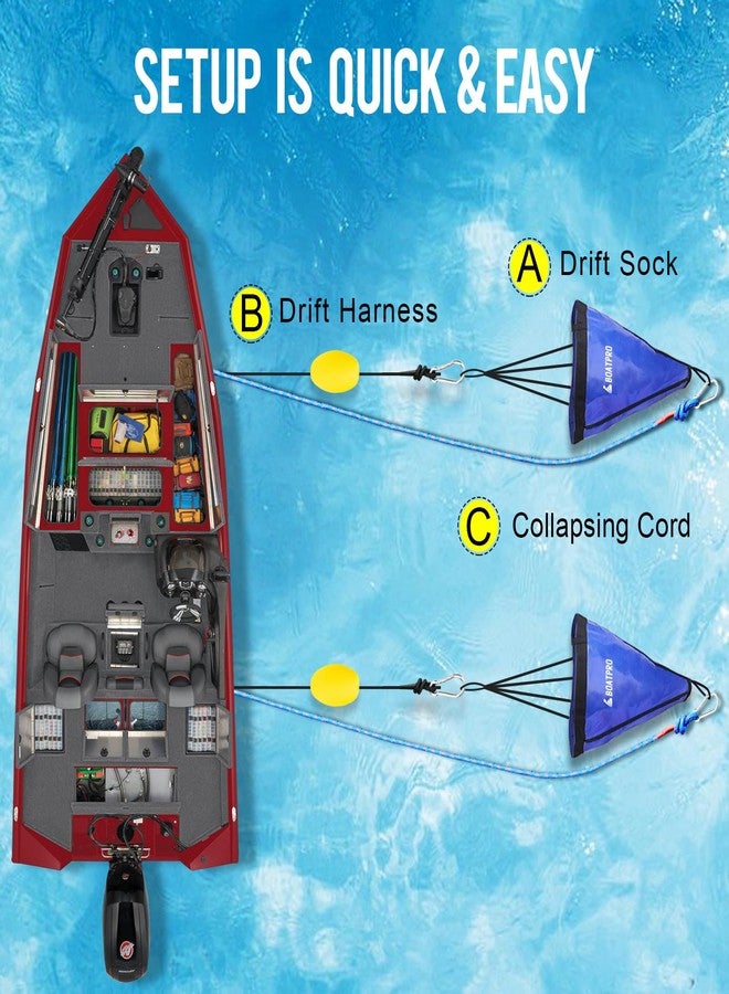 BOATPRO Drift Sock with Harness and Buoy Drift Anchor Kit for Fishing Boat/Kayak/Pontoon - Image 5