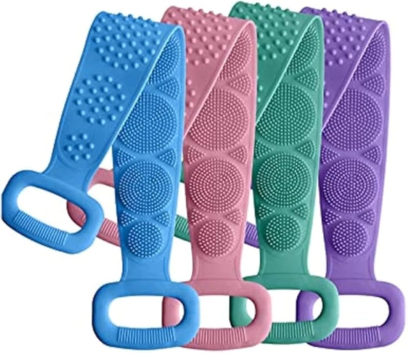 Silicone Bath Loofah Double Sided Back Scrubber for Shower and Body Scrubber - Waterproof and Easy to Use Back Scrubber for Body Scrubber and Foot Scrubber for Kids and Adults (Multicolor)