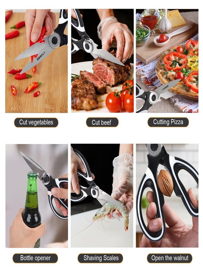 EBIEFLY Kitchen Scissors Utility Chopping Scissor Professional Shears for Meat Cutting Sharp Kitchenaid Shears Multipurpose Scissor for Food Outdoor BBQ No Rust + 100 Pcs Plastic Gloves Disposable - Image 3