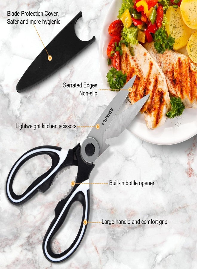 EBIEFLY Kitchen Scissors Utility Chopping Scissor Professional Shears for Meat Cutting Sharp Kitchenaid Shears Multipurpose Scissor for Food Outdoor BBQ No Rust + 100 Pcs Plastic Gloves Disposable - Image 5