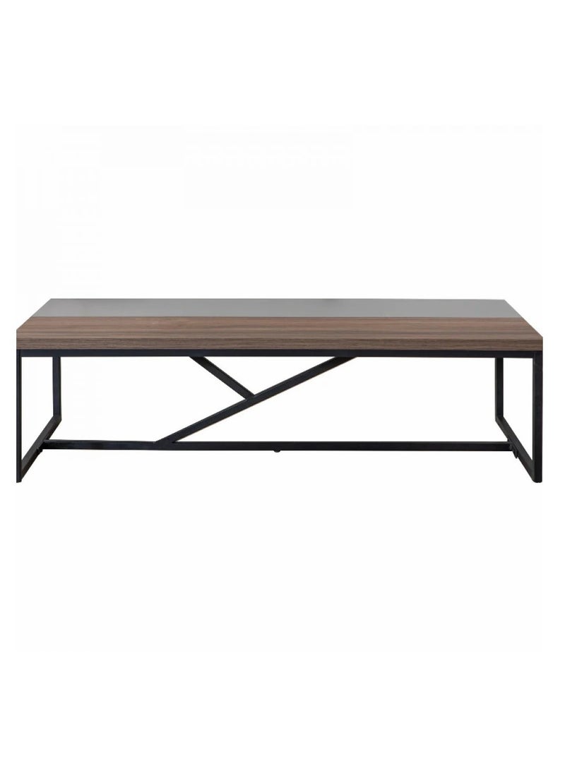 HOMES Furniture - Flat Collection Rectangular Turkish Wood Coffee Table with Modern Design and Iron Legs - Image 1