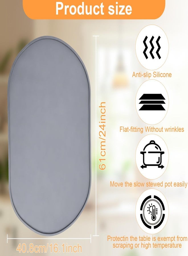 Zebrabox 2 Pcs Heat Resistant Mat for Crockpot Slow Cooker - Thickened Silicone Baking Mats, Oval Non Slip Waterproof Heat Resistant Pad, Universal Fit for Most Slow Cookers, Easy to Store - Image 3