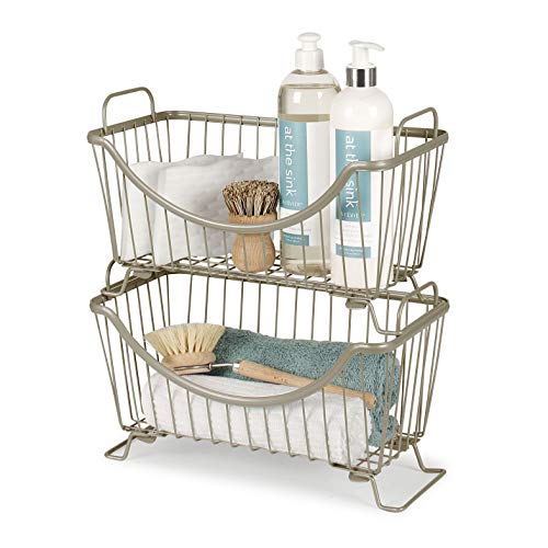 Spectrum Diversified Ashley Stackable Storage Basket, Small, Satin Nickel, Model:20377 - Image 4