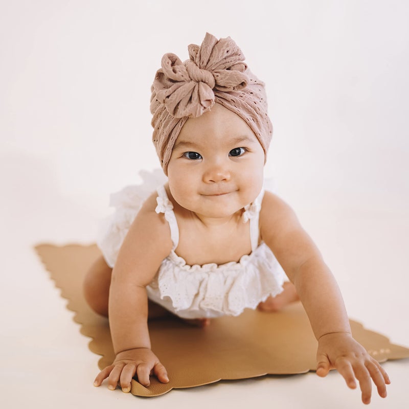 Ava + Oliver Vegan Leather Baby Changing Mat (16 X 30 in) - Multipurpose Wipeable and Portable Diaper Mat - Foldable for Travel (Tan Scallop) - Image 2