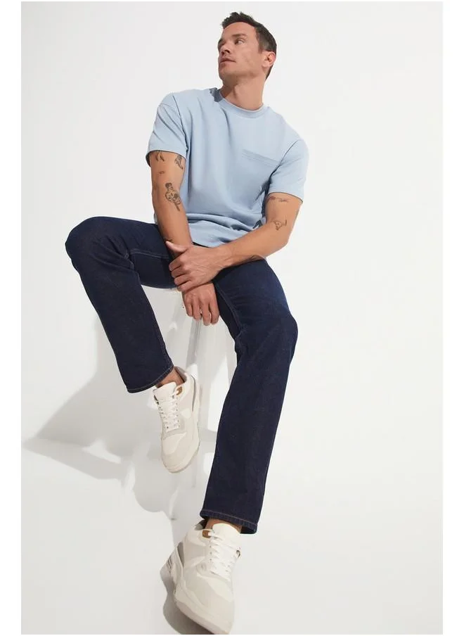 جون June Men's Oversize Pocket Crew Neck Tshirt