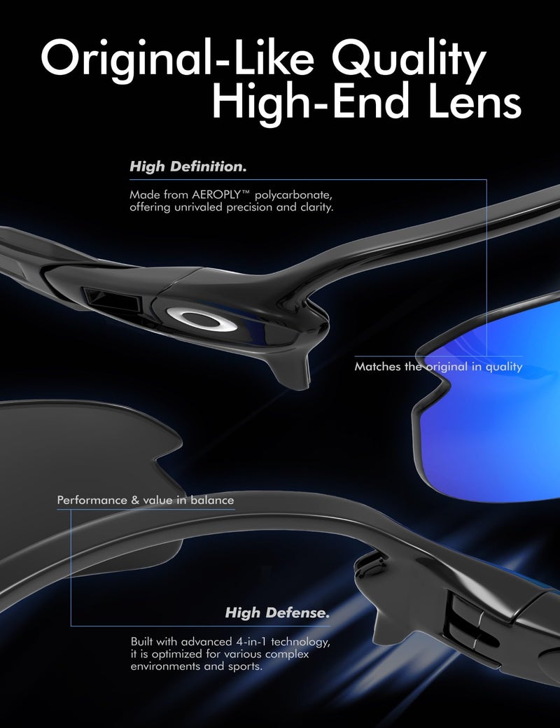 SAUCER Premium Replacement Lenses & Rubber Kits for Oakley Flak 2.0 OO9295 Sunglasses High Definition - Carbon Black Polarized - Image 5