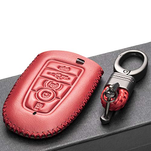 Vitodeco Leather Smart Key Fob Case Compatible with Ford Escape 2025, Bronco 2025, Explorer 2025, Edge 2025, Expedition 2025, F-150, Mustang 2025, F150 2025 and More Models (5-Button, Red) - Image 4