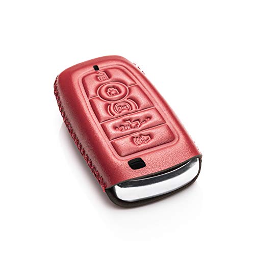 Vitodeco Leather Smart Key Fob Case Compatible with Ford Escape 2025, Bronco 2025, Explorer 2025, Edge 2025, Expedition 2025, F-150, Mustang 2025, F150 2025 and More Models (5-Button, Red) - Image 3