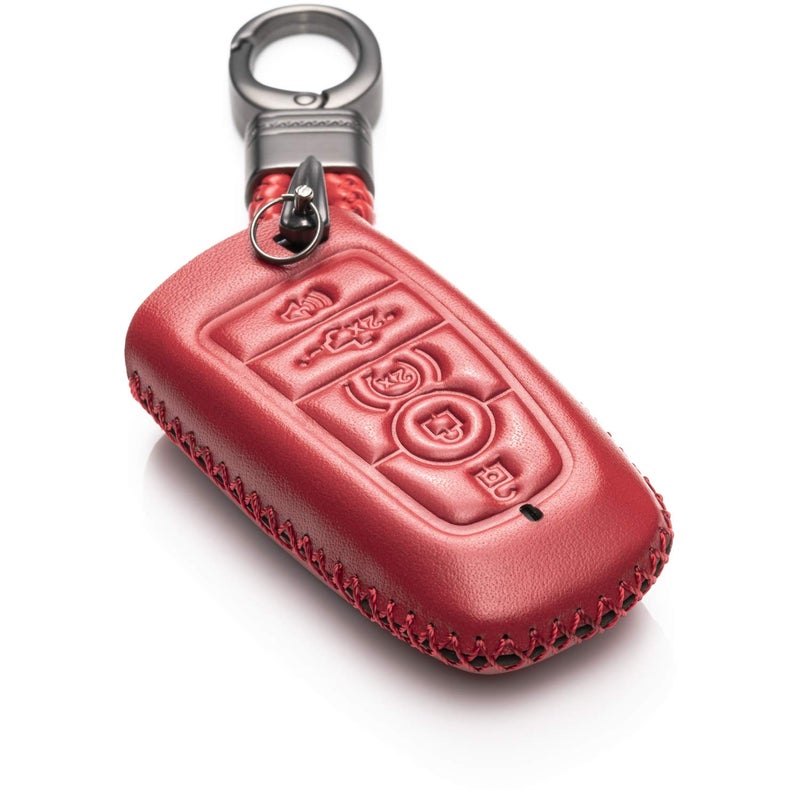Vitodeco Leather Smart Key Fob Case Compatible with Ford Escape 2025, Bronco 2025, Explorer 2025, Edge 2025, Expedition 2025, F-150, Mustang 2025, F150 2025 and More Models (5-Button, Red) - Image 5