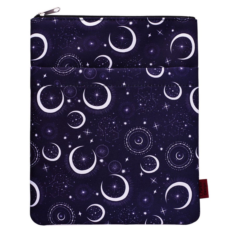 LParkin Book Sleeve Moon and Star Book Protector, Waterproof Book Sleeve with Zipper for Book Lovers - 11"x8.7" Canvas Book Protector Pouch, Washable Fabric Cover for Paperbacks & Hardcovers - Image 1