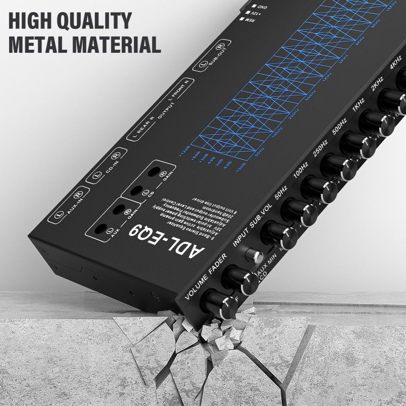 Generic Suacopzar 9 Band Car Audio Equalizer, Car Graphic Equalizer EQ W/Front, Rear +Sub Output, 8V RMS Line Driver, Frequency Adjustable Audio Output for Car, Boat W/CD/AUX Input, White Light Illumination  - Image 2