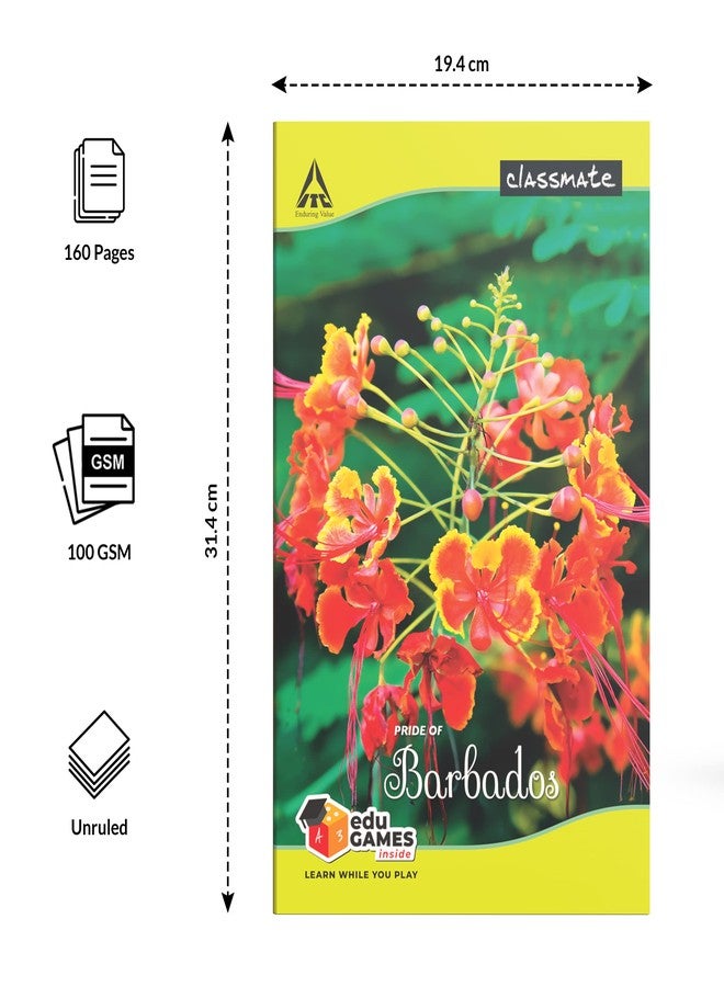 Classmate Long Book - Unruled, 160 Pages, 314 mm x 194 mm - Pack Of 3 - Image 4